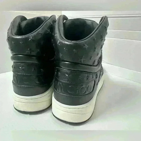 Authentic Jimmy Choo Hawaii/F Leather High-Top Sneakers - Black 36 - Picture 5 of 9